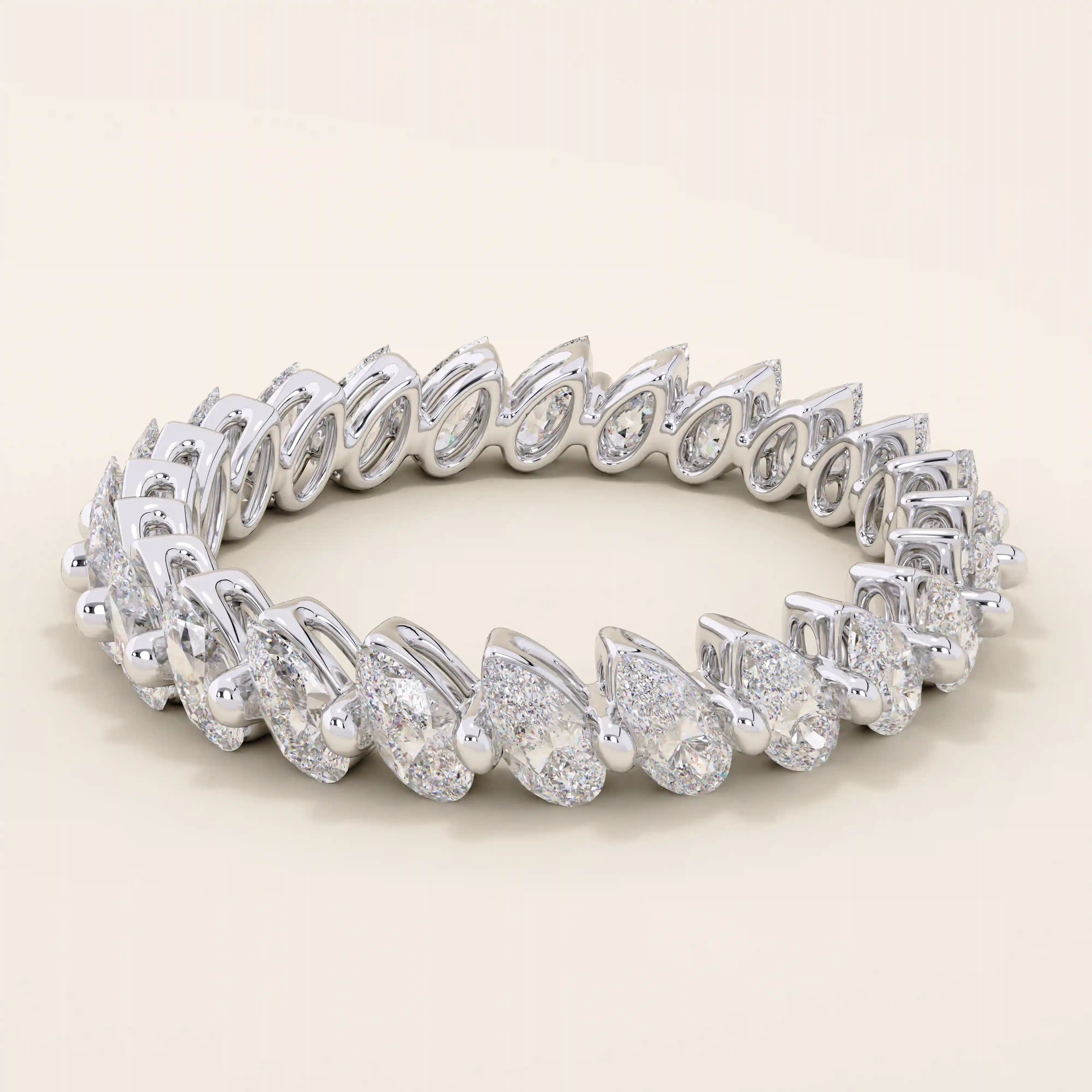 14K SOLID GOLD PAVE ETERNITY PEAR MOISSANITE STACKABLE WEDDING RING FOR WOMEN