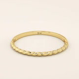 14k solid gold half twisted band stacking ring for women
