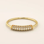 14k solid gold middle pave moissanite slim band ring for women