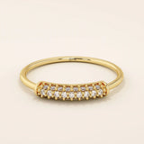 14k solid gold middle pave moissanite slim band ring for women