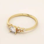 14k solid gold solitaire cluster engagement ring for women