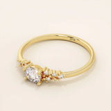 14k solid gold solitaire cluster engagement ring for women
