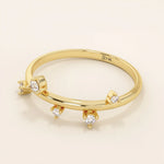 14K SOLID GOLD IRREGULAR pave moissanite stacking ring for women
