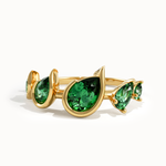 14k Gold 5 Emerald Gemstone Ring - BRENNMORE 