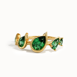 14k Gold 5 Emerald Gemstone Ring - BRENNMORE 