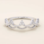 14K SOLID GOLD WAVY CROWN RING PAVE WITH MOISSANITE STONES FOR WOMEN