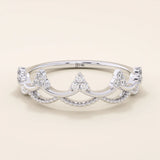 14K SOLID GOLD WAVY CROWN RING PAVE WITH MOISSANITE STONES FOR WOMEN
