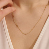 Flat Bar Chain Necklace in Gold