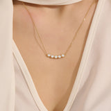 5 Stone Bezel Necklace in Gold