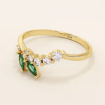14k solid gold emerald and moissanite curve stacking ring for women