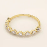 14k solid gold mixed cut princess and round moissanite stones wedding ring for women