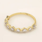14k solid gold mixed cut princess and round moissanite stones wedding ring for women