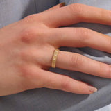 Textured Wedding Band with Bezel Trio