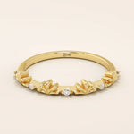 14K SOLID GOLD TINY leaf MOISSANITE STACKING wedding RING FOR WOMEN