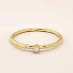 14K SOLID GOLD TINY SOLO MOISSANITE STACKING PROMISE RING FOR WOMEN