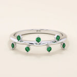 14K SOLID GOLD TINY EMERALD STACKING RING FOR WOMEN