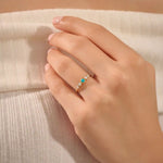 14k solid gold 5 stone bezel turquoise and moissanite stones wedding engagement ring for women