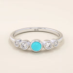 14k solid gold 5 stone bezel turquoise and moissanite stones wedding engagement ring for women