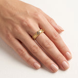 Beaded Cross Sapphire Wedding Band