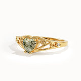 Heart Moss Agate Ring for Women - BRENNMORE 