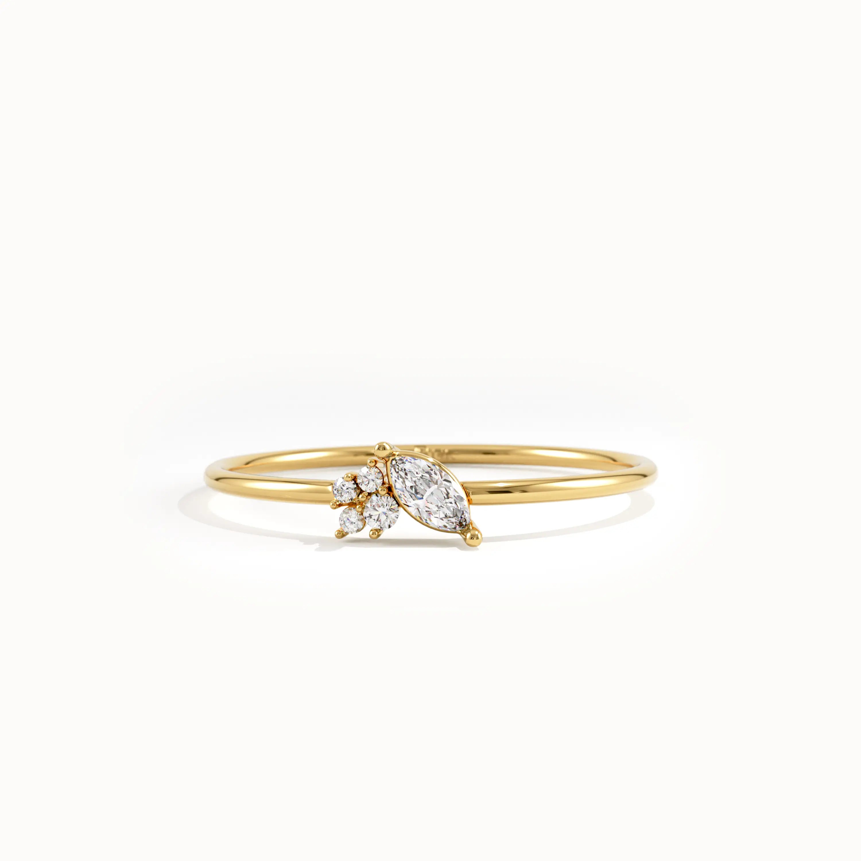 Marquise Lab Diamond Tiny Gold Ring - BRENNMORE 