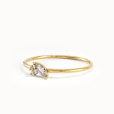 Marquise Lab Diamond Tiny Gold Ring - BRENNMORE