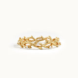14k Solid Gold Twig Stacking Ring for Women - BRENNMORE