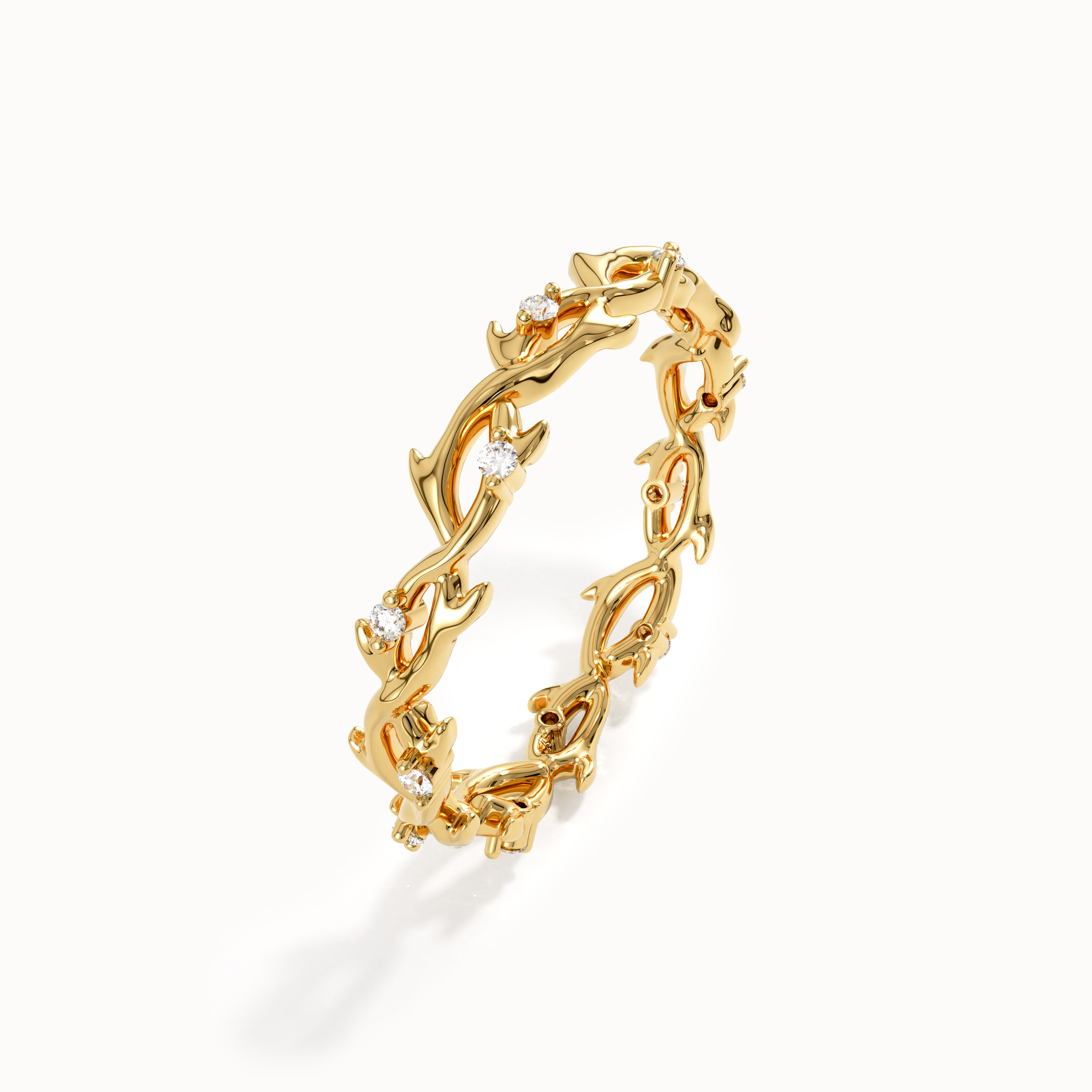 14k Solid Gold Twig Stacking Ring - BRENNMORE 