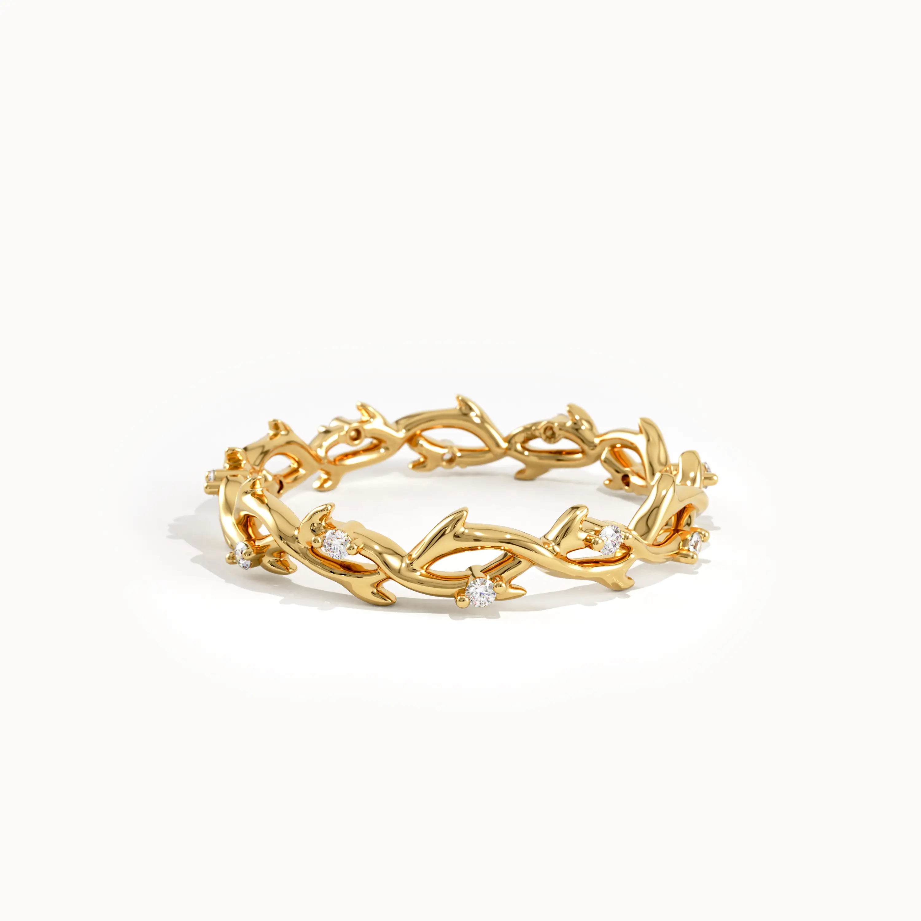 14k Solid Gold Twig Stacking Ring for Women - BRENNMORE 