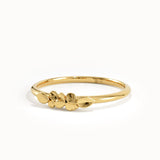 14k Solid Gold Slim Leaf Ring for Women - BRENNMORE