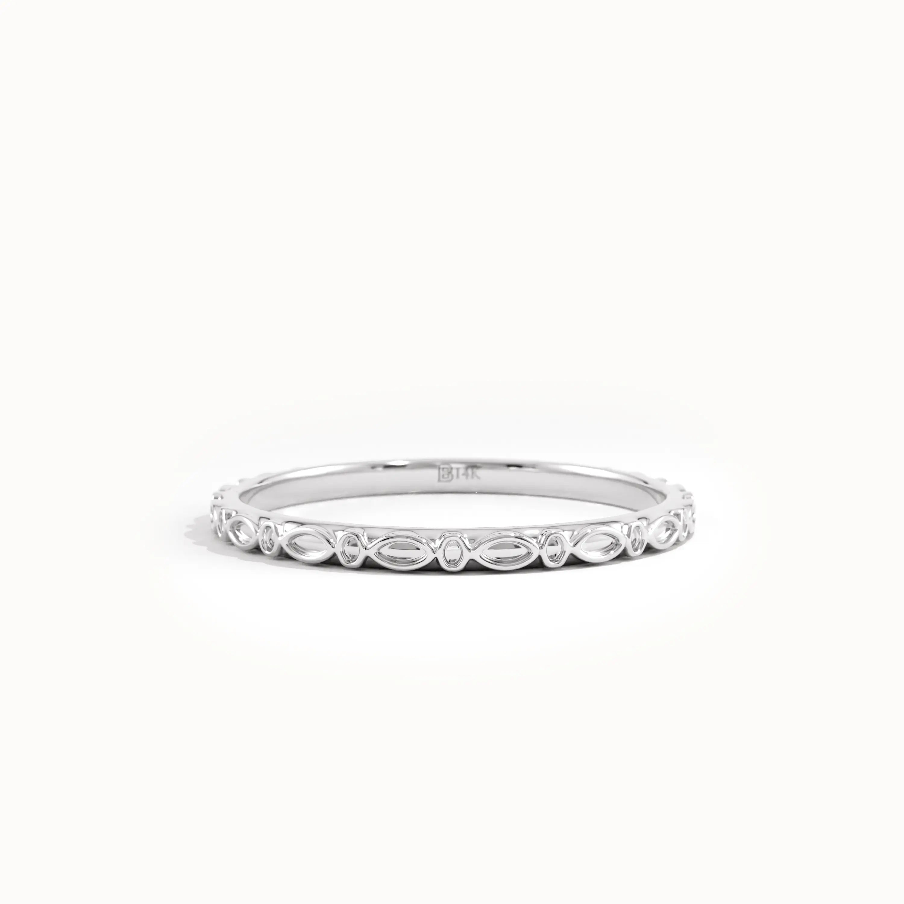 Slim Patterned Stacking Ring in Gold - BRENNMORE