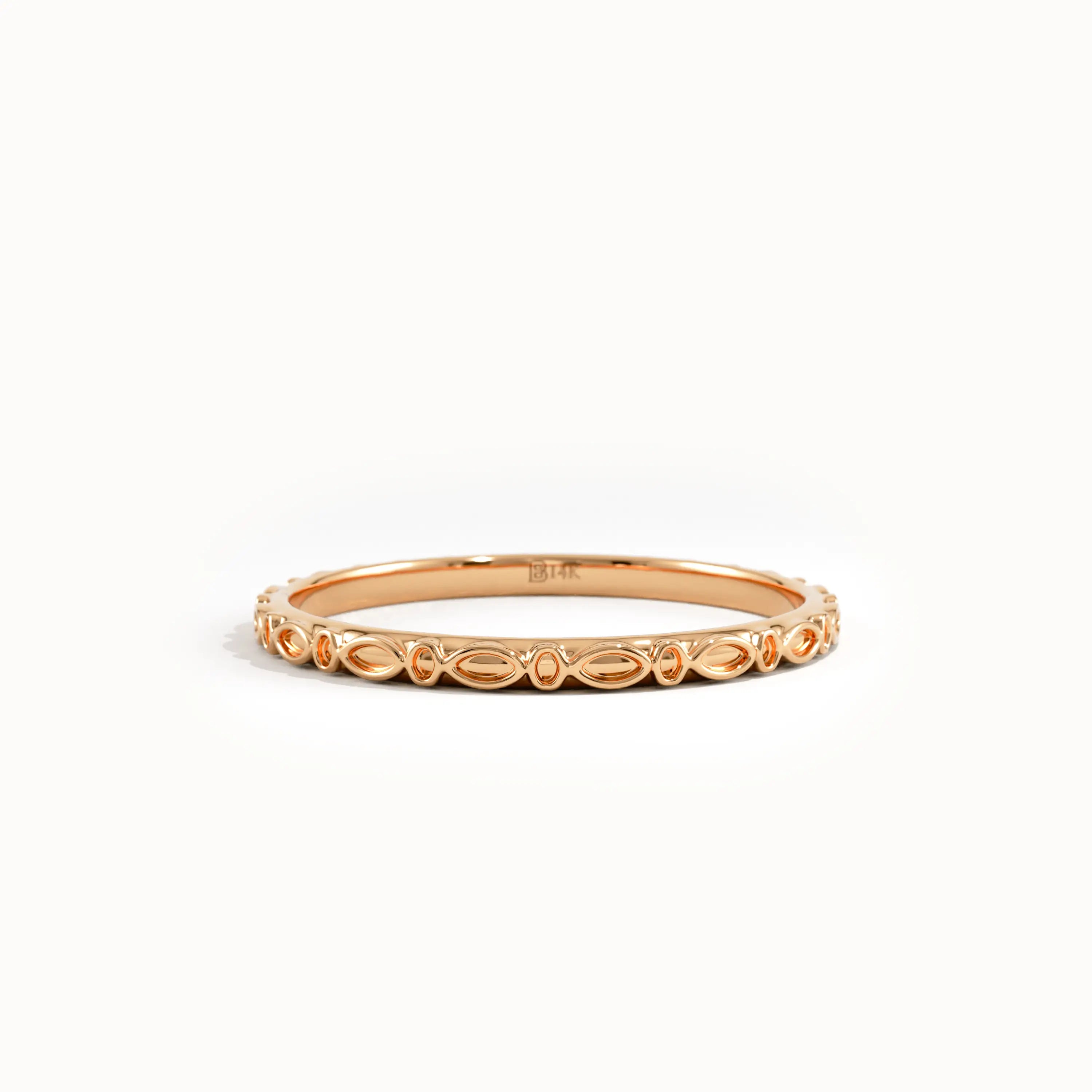 Slim Patterned Stacking Ring in Gold - BRENNMORE