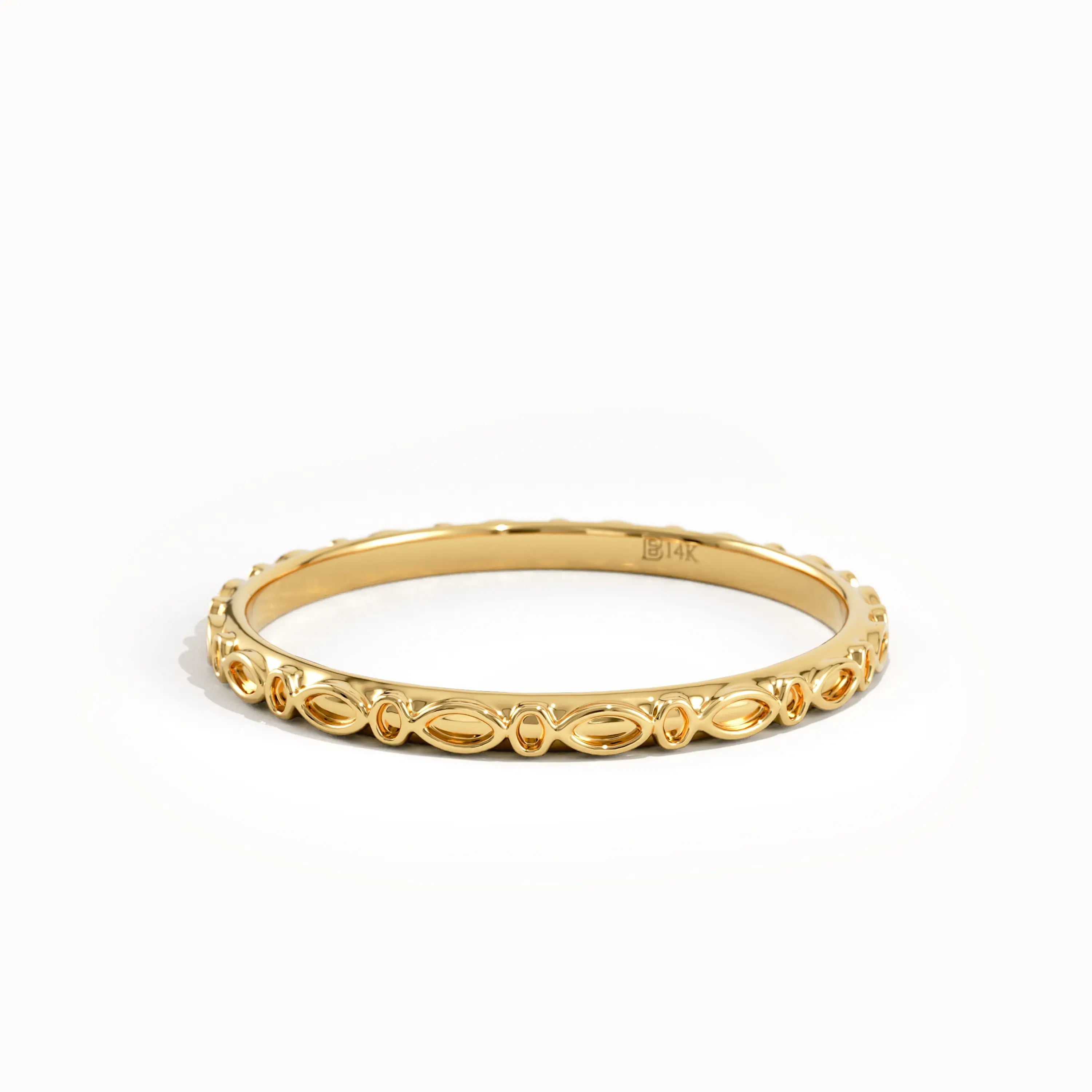 Slim Patterned Stacking Ring in Gold - BRENNMORE