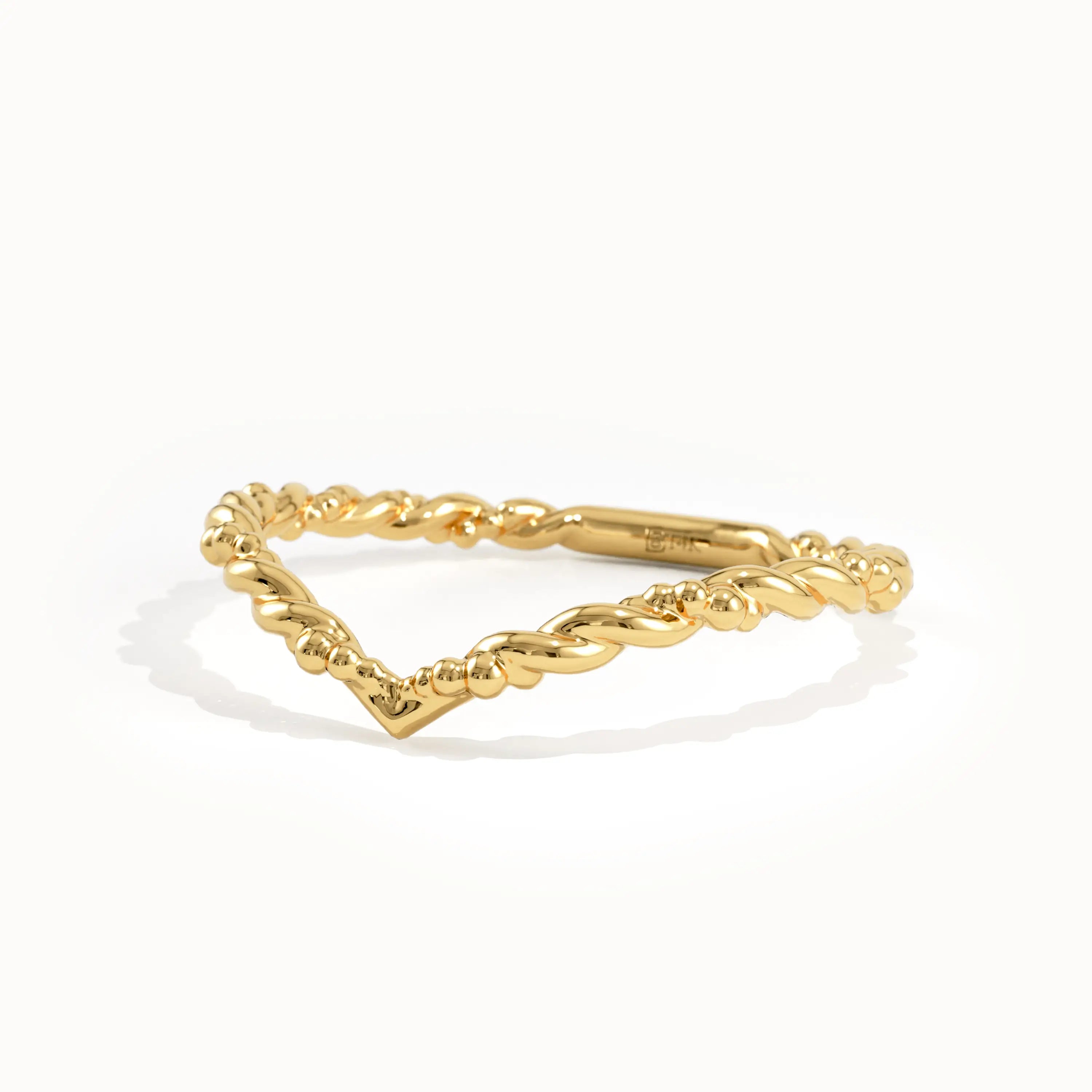 14K Solid Gold Curved Wedding Band for Women - BRENNMORE 