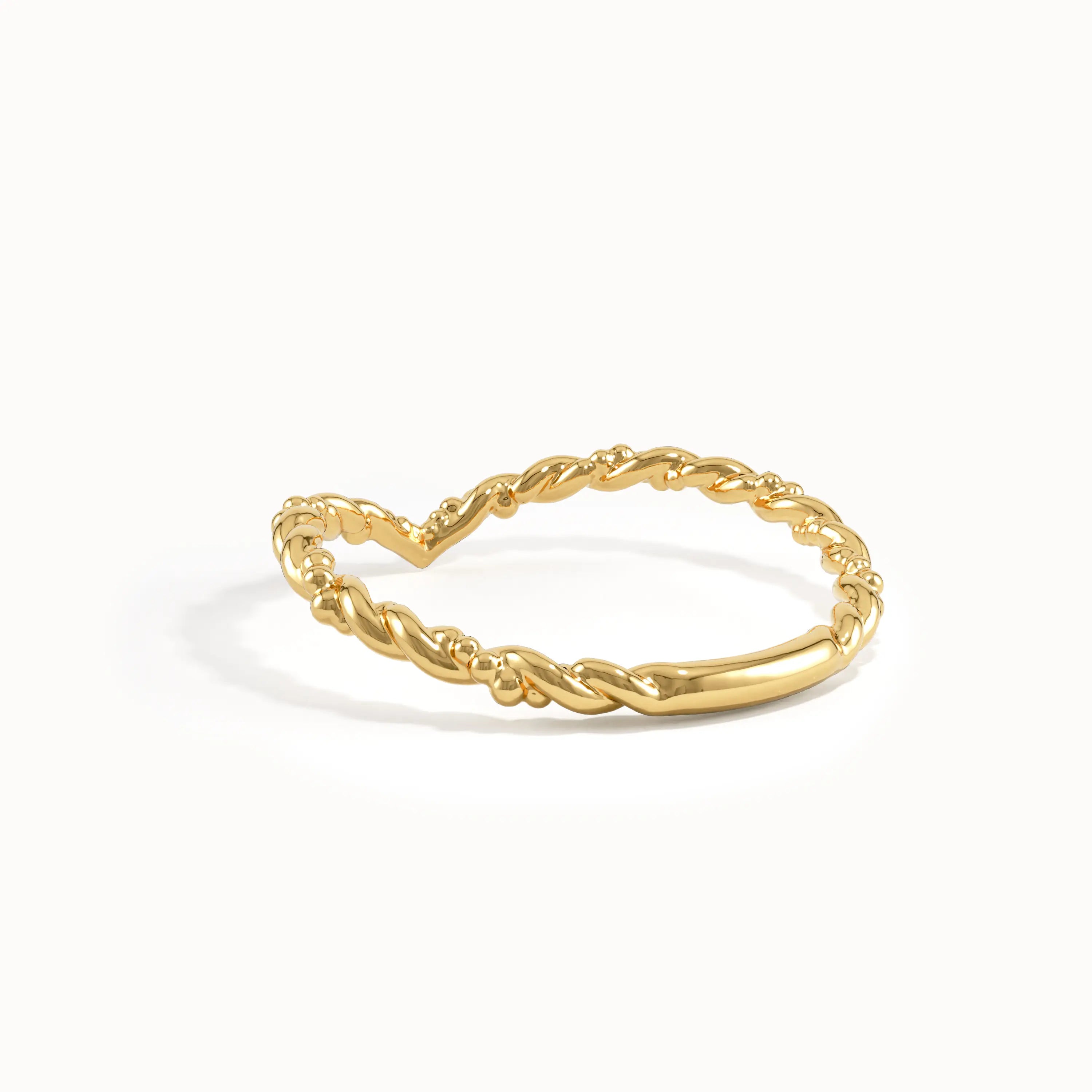14K Solid Gold Curved Wedding Band for Women - BRENNMORE