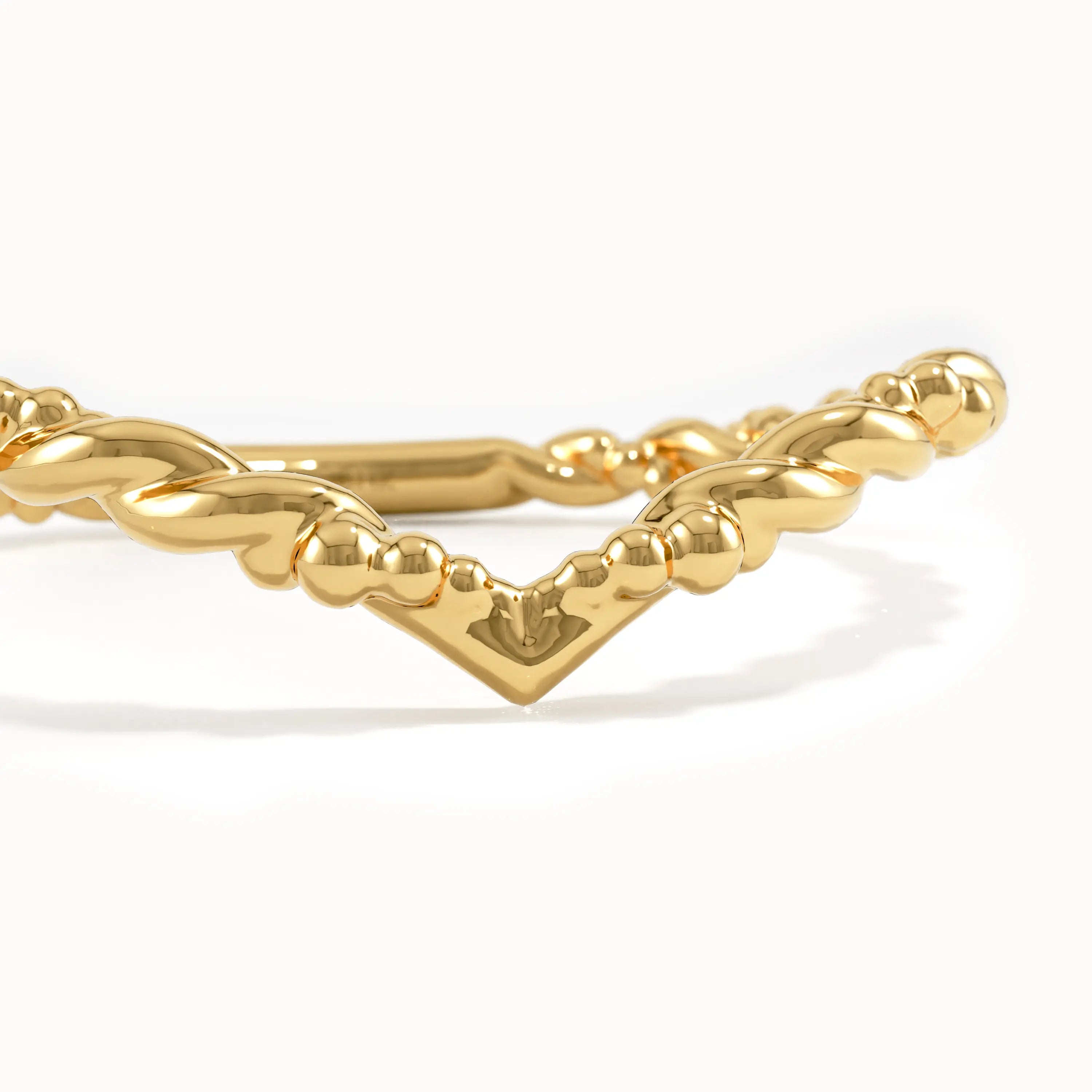 14K Solid Gold Curved Wedding Band for Women - BRENNMORE