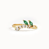 Emerald Curved Wedding Band for Women - BRENNMORE 