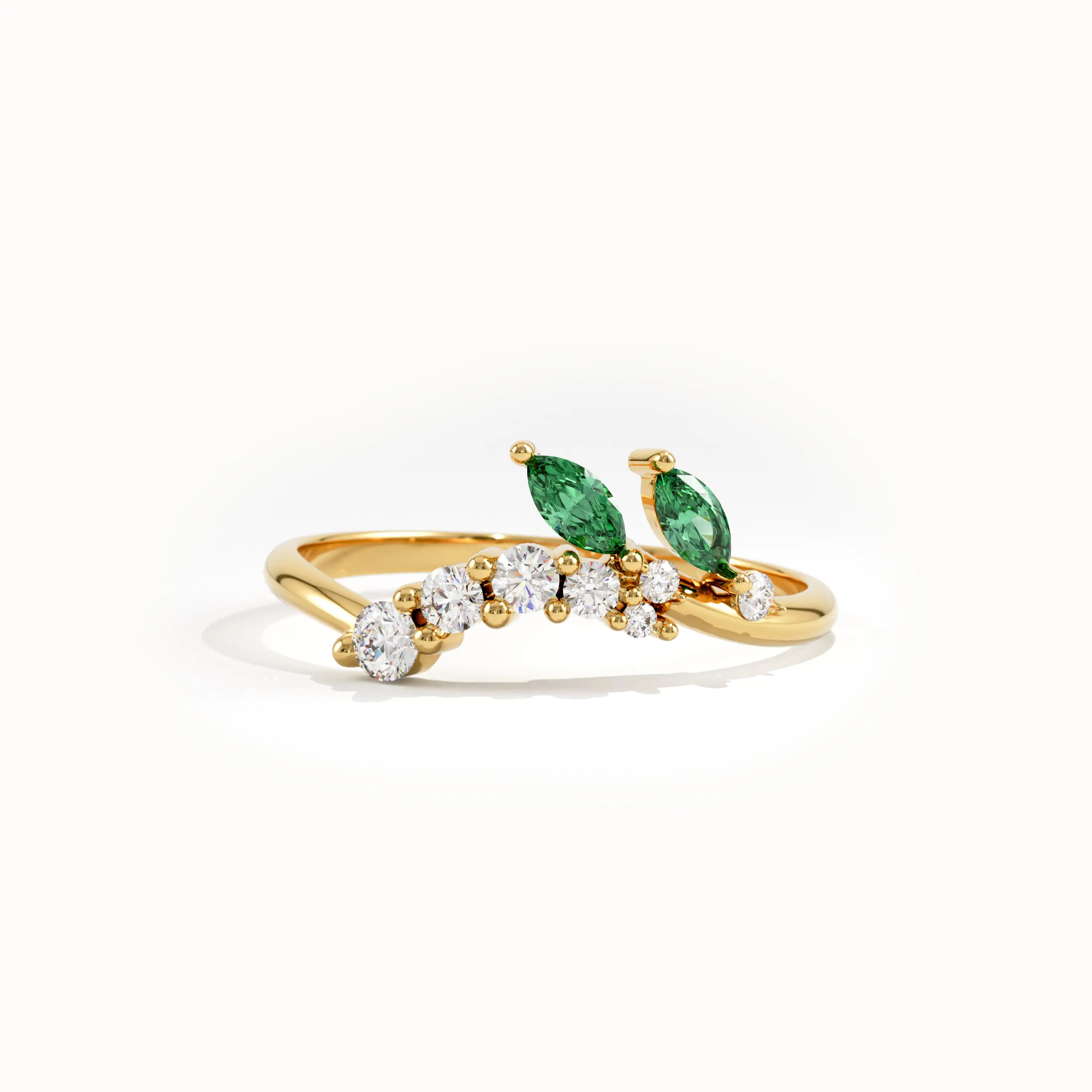 Emerald Curved Wedding Band for Women - BRENNMORE 