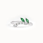 Emerald Curved Wedding Band for Women - BRENNMORE 