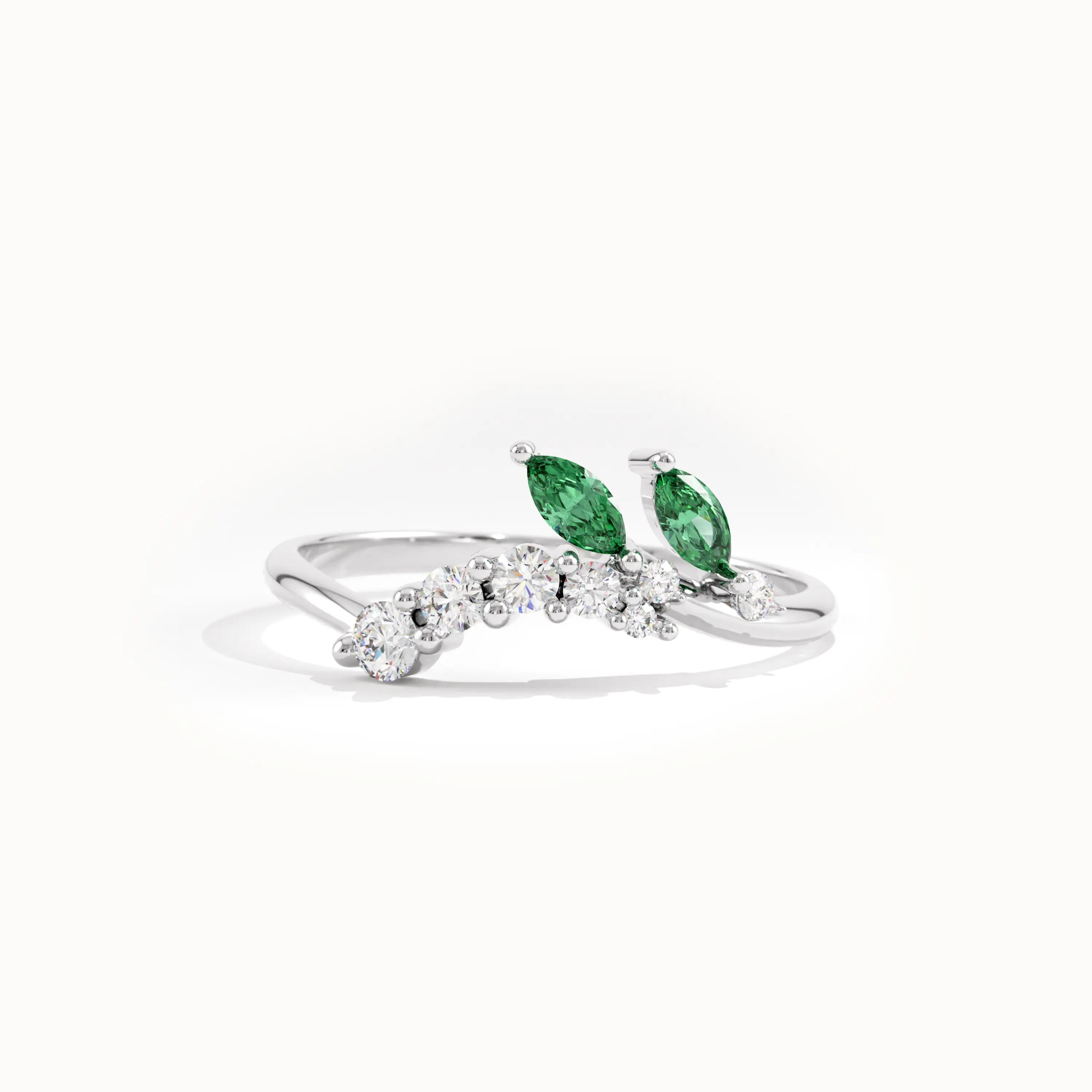 Emerald Curved Wedding Band for Women - BRENNMORE 