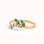 Emerald Curved Wedding Band for Women - BRENNMORE 