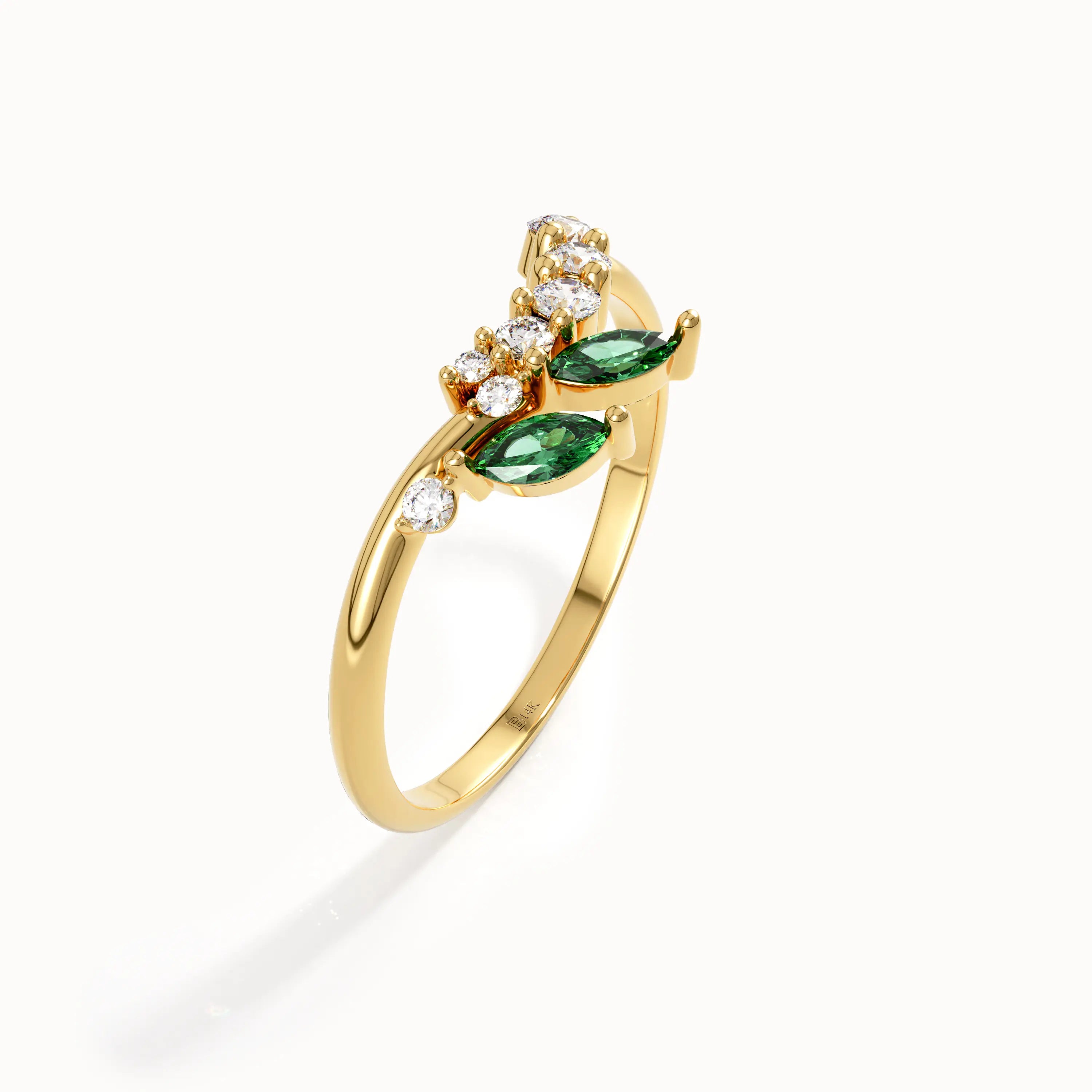Emerald Curved Wedding Ring - BRENNMORE 