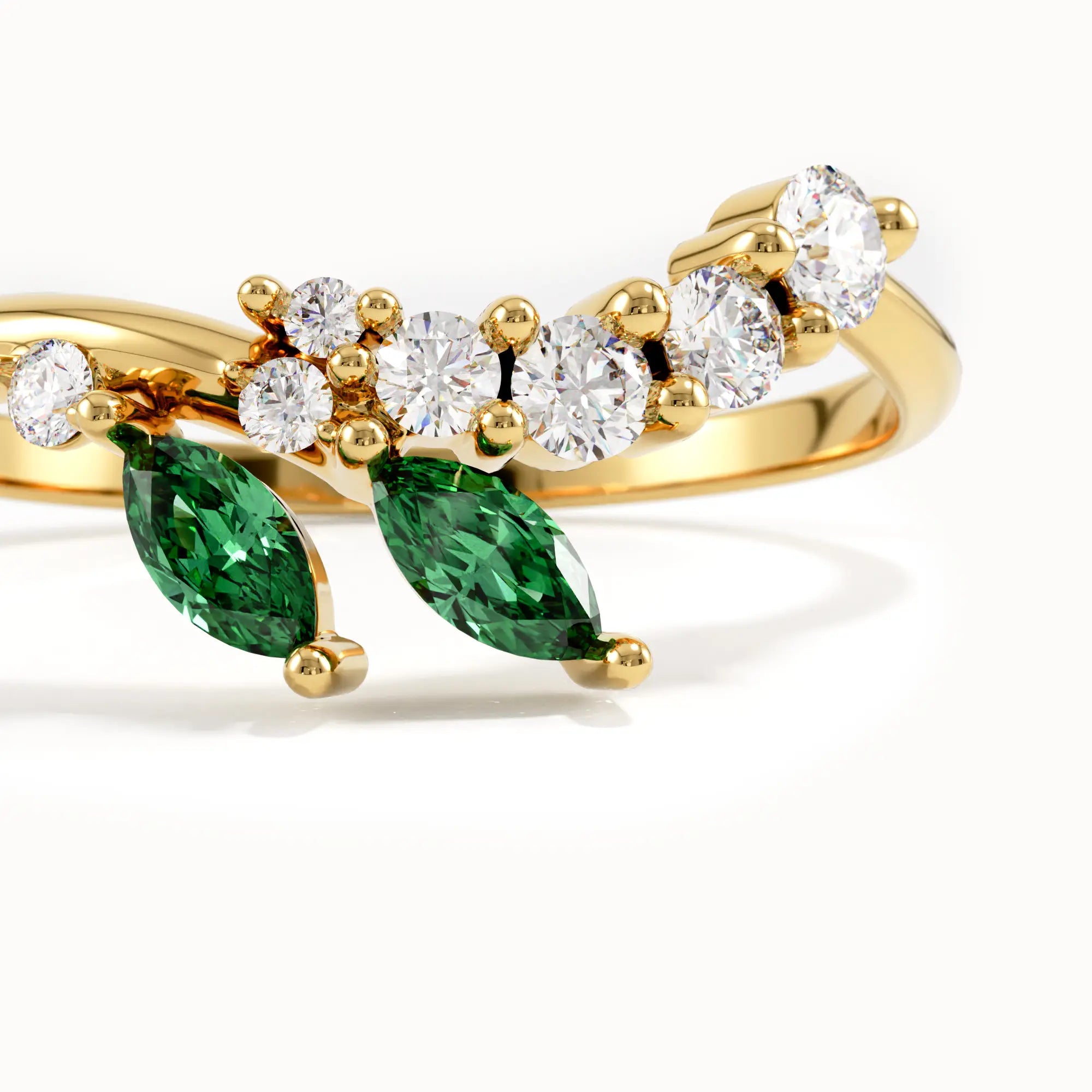 Emerald Curved Wedding Ring - BRENNMORE 