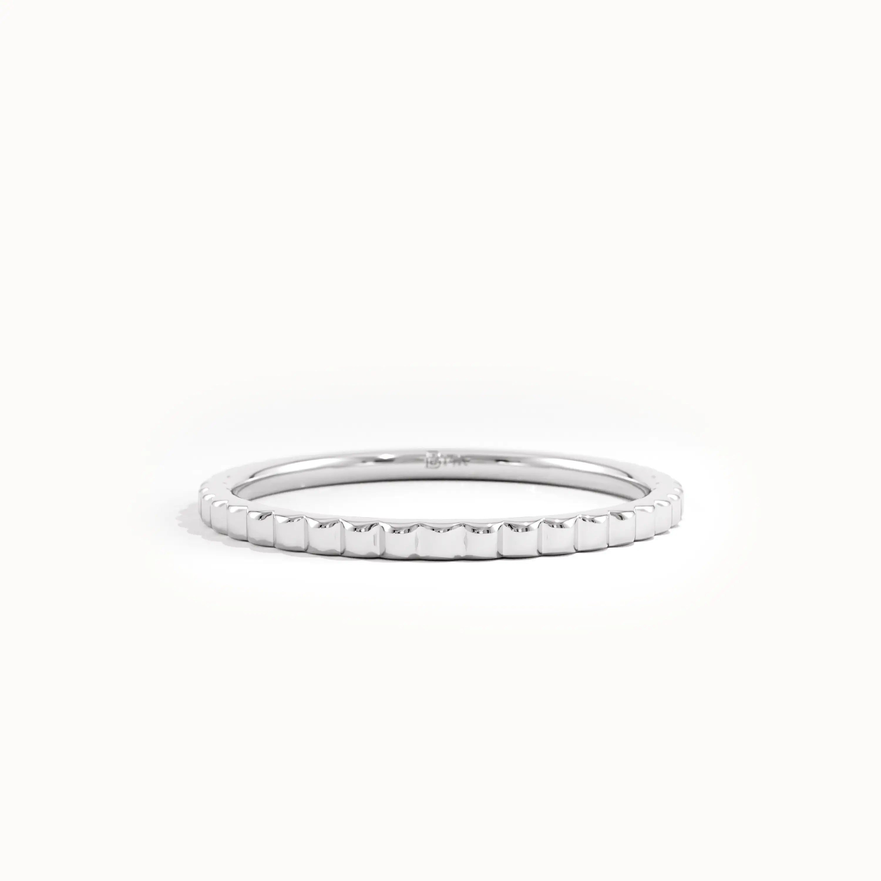 14k Solid Gold Patterned Stacking Ring - BRENNMORE