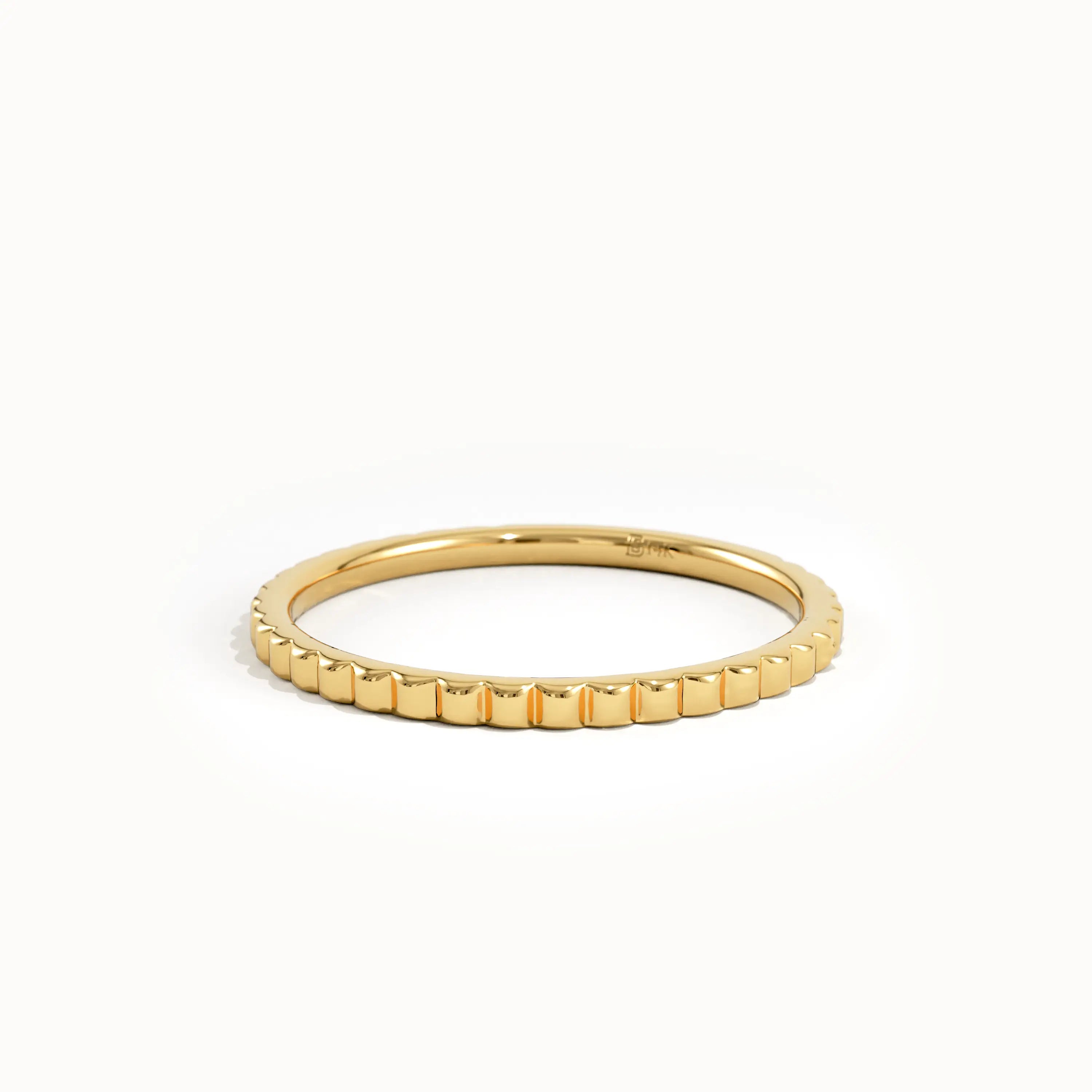 14k Solid Gold Patterned Stacking Ring - BRENNMORE 