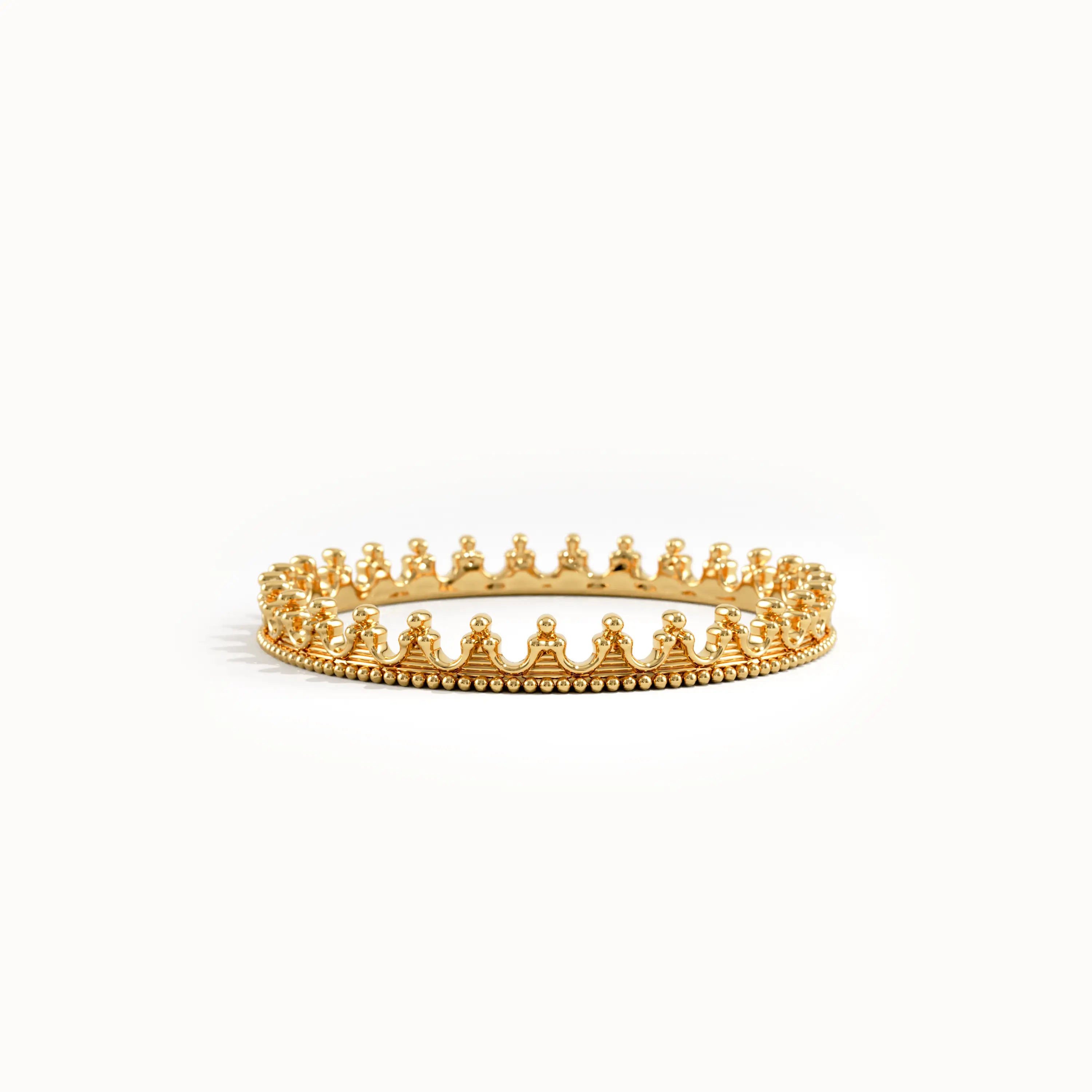 14k Solid Gold Crown Stacking Ring - BRENNMORE 