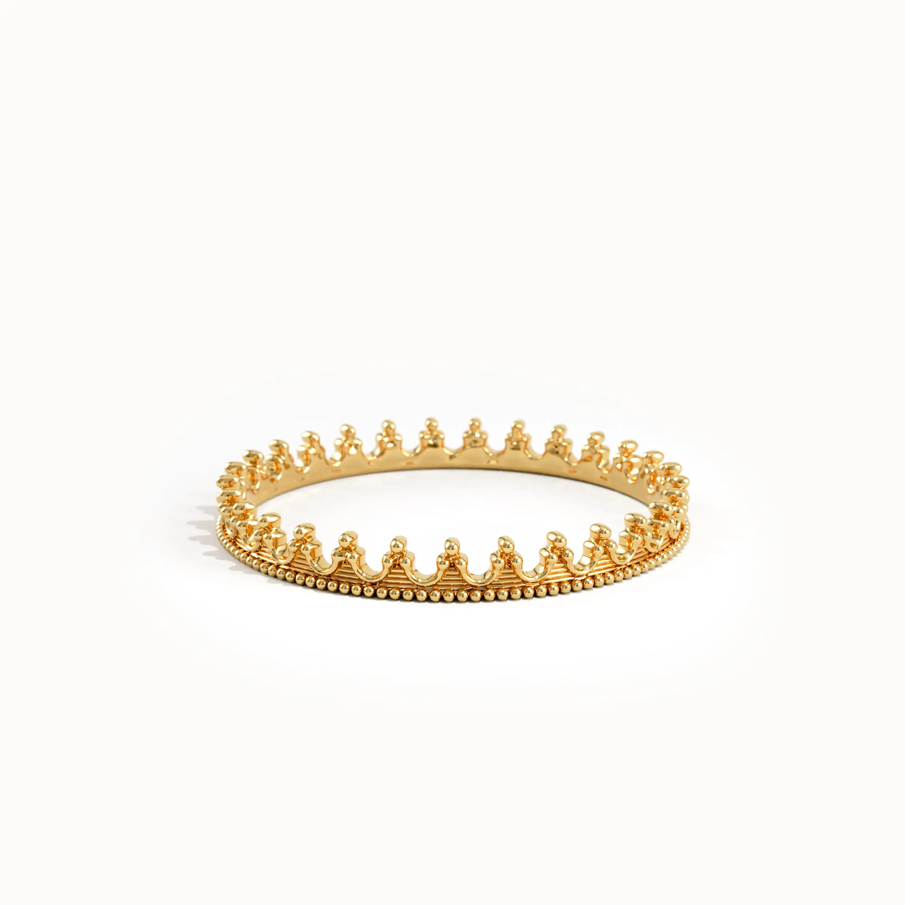 14k Solid Gold Crown Stacking Ring - BRENNMORE 