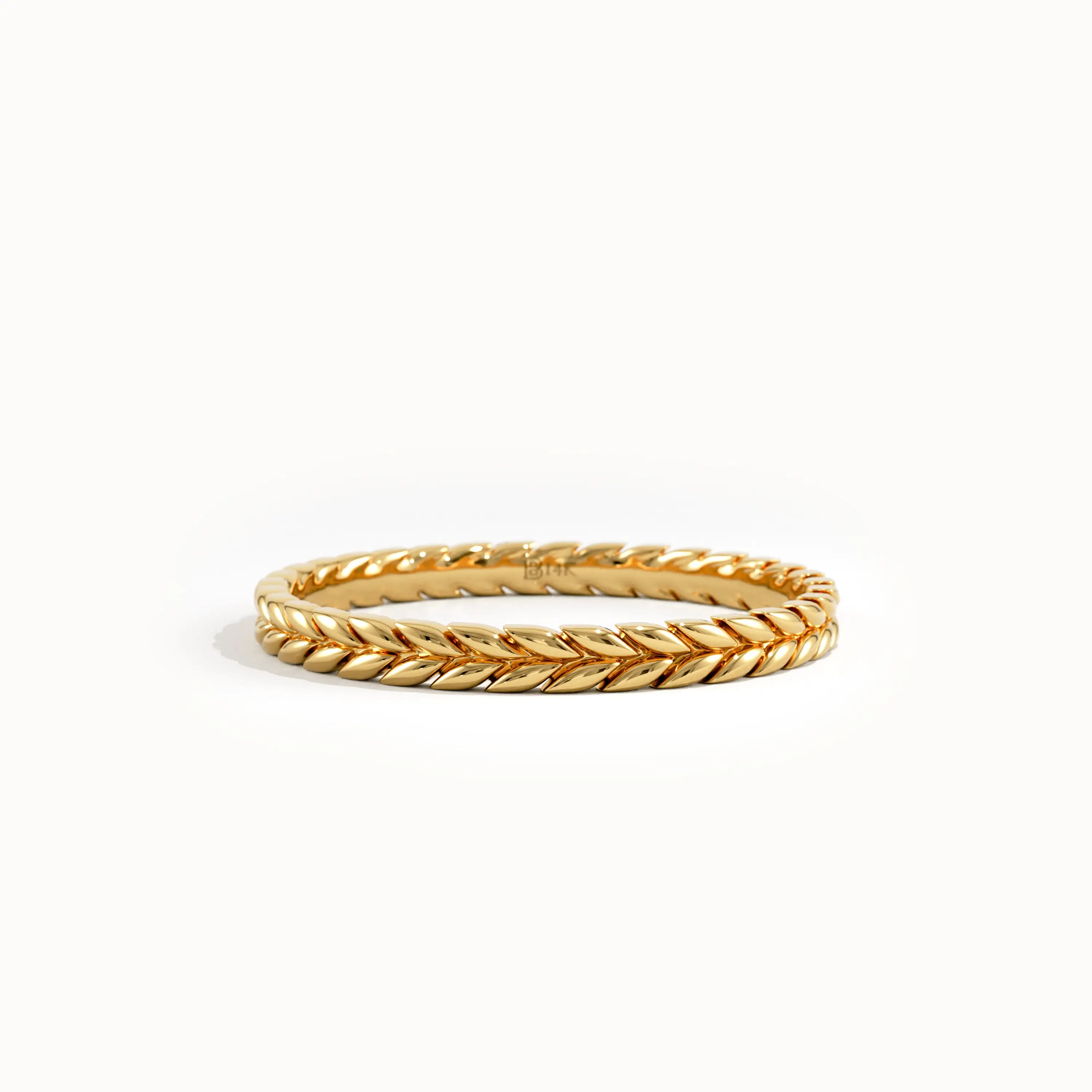 14K Solid Gold Wheat Wedding Band - BRENNMORE 