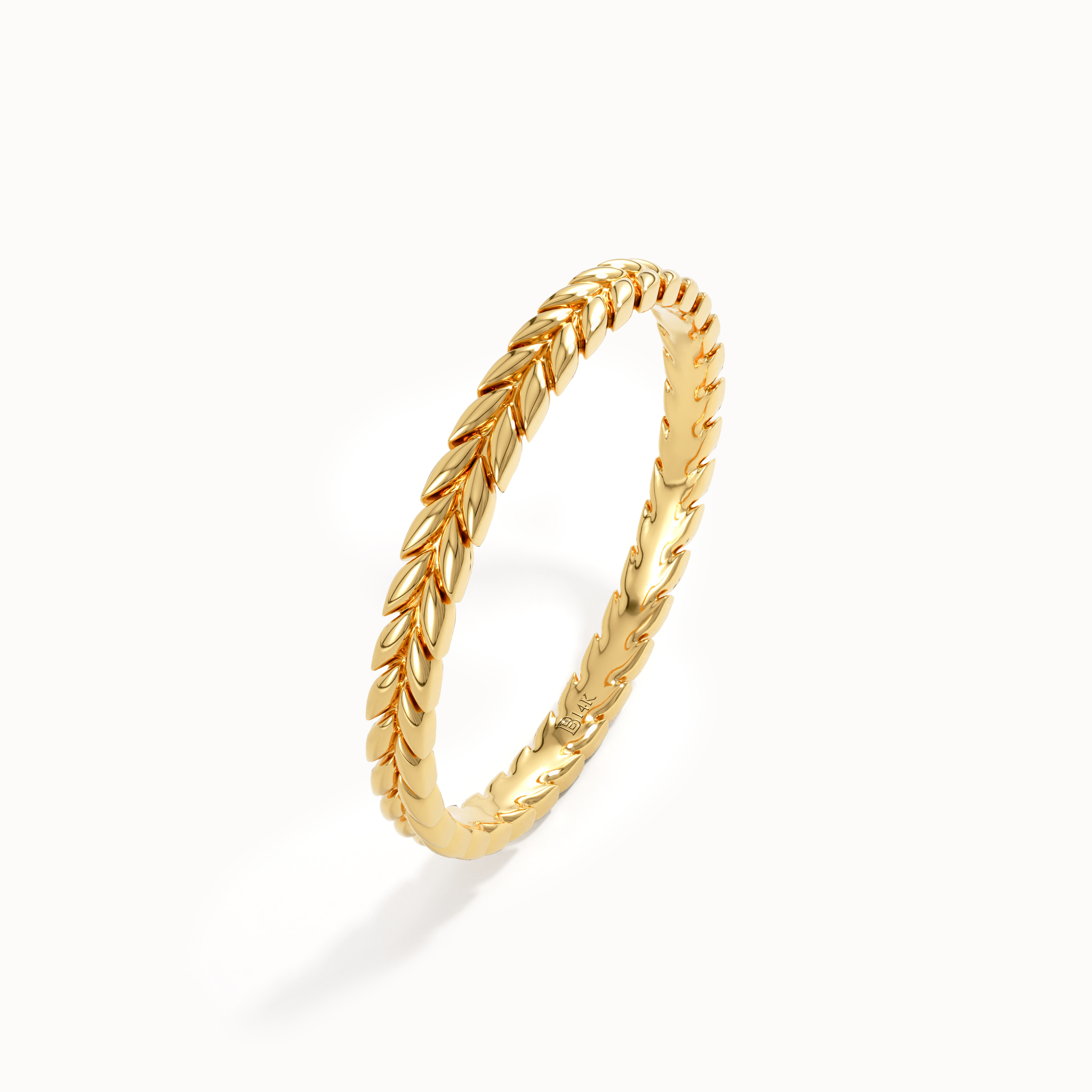 14K Solid Gold Wheat Wedding Band - BRENNMORE