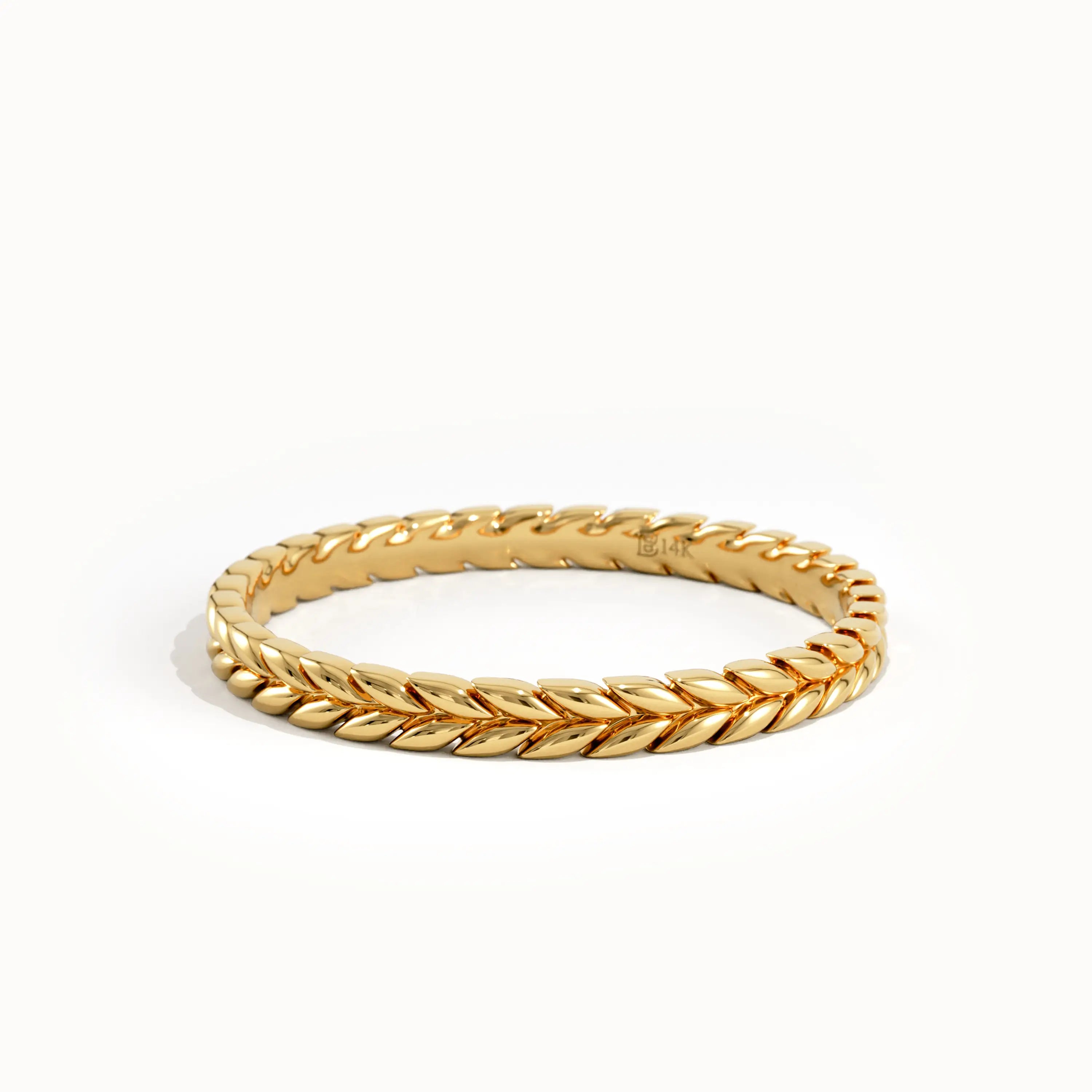 14K Solid Gold Wheat Wedding Band - BRENNMORE 